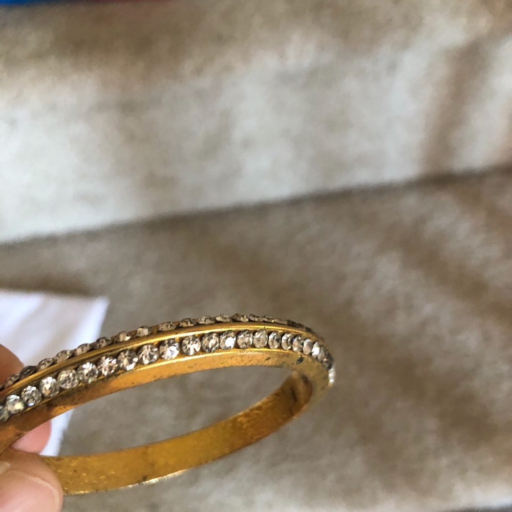 Gold Crystal-Accented Women’s Bangle Bracelet